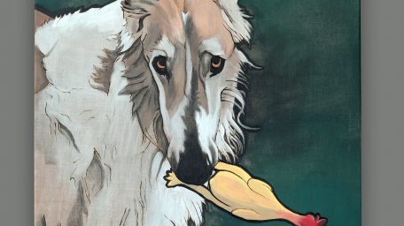 Az enyém lehet? - 85×56cm, vegyes technika / vászon - Közös projekt: futó agár, alvó agár